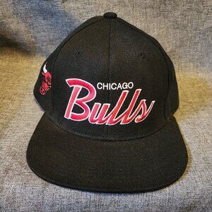 Mitchell & Ness NBA Chicago Bulls Black Embroidered Flat Bill Snapback Hat